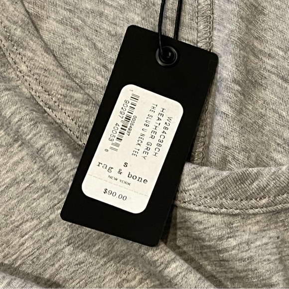 Rag & Bone The Slub U-Neck Tee Heather Grey - Picture 5 of 8
